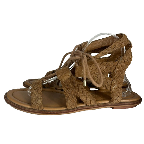 Arturo Chiang Sandals Womens 10M Brown Braided Suede Gladiator Cassie Lace-Up - Picture 3 of 10